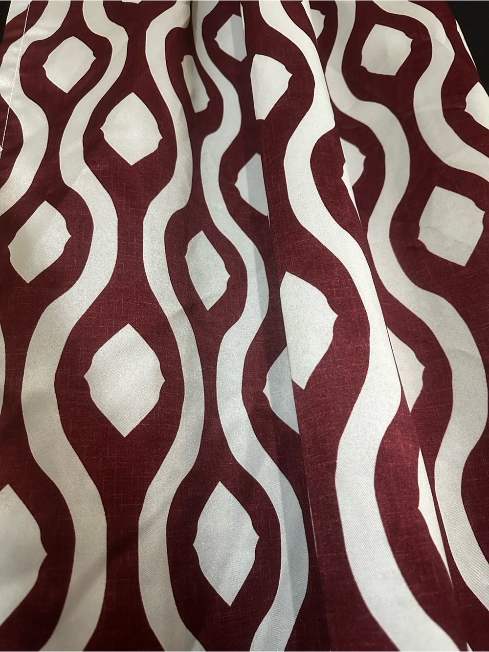7 Sets of Maroon and Beige Geometric Curtain Panels - Picture 2 of 5